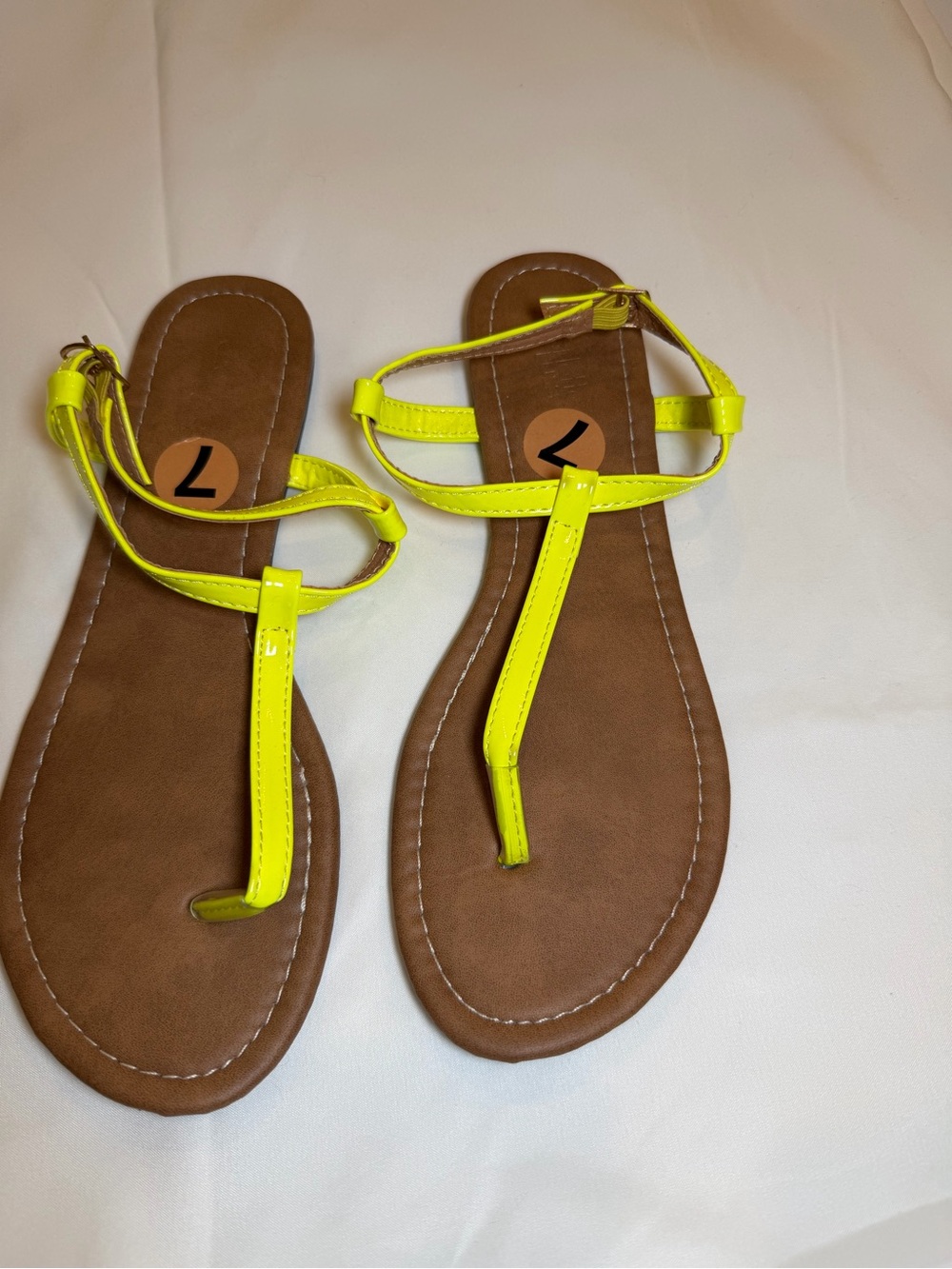 Charlotte Russe Neon Yellow T-Strap Sandals